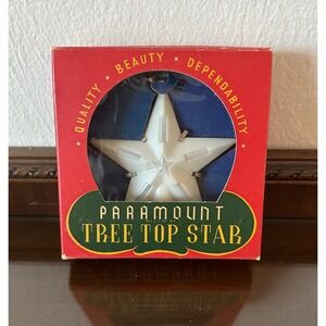 Vintage Paramount Tree Top Star White Plastic Christmas Ornament Original Box